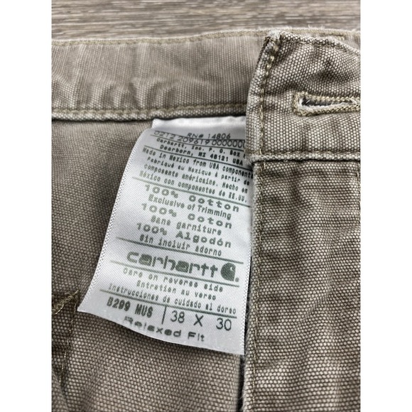 Carhartt Canvas Khaki Relaxed Fit Pants Mens 38x30 Musk Brown Tan B299 MUS - Picture 2 of 7